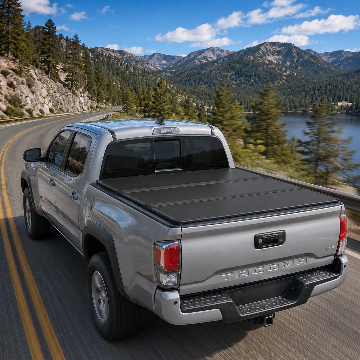 OPENROAD Hard Tri Fold Truck Bed Tonneau Cover for Toyota Tacoma (2016-2023)-5ft(60") Bed, Heavy Duty Aluminum Folding Pickup Truck Bed Cover, No Drill Installation, Weather Resistant, Waterproof