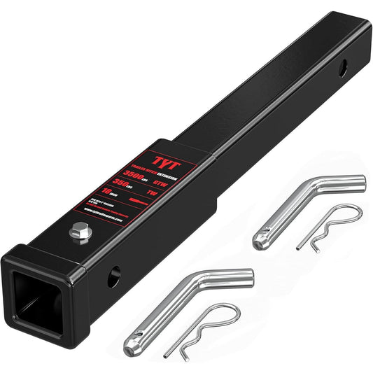 TYT 18" Trailer Hitch Extension, Fits 2 inch Receiver Tube,with 5/8" Advanced Hitch Pin 2-Pack, 3500 lbs GTW / 350 lbs TW