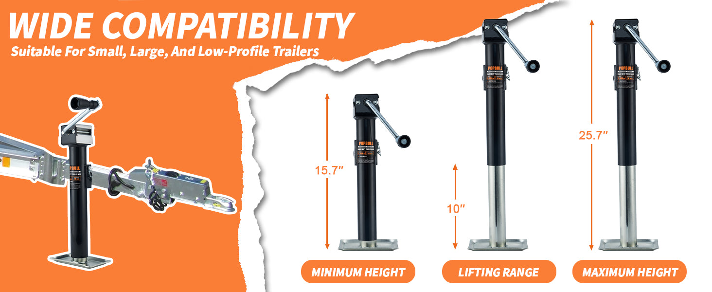 5000lb Weld-on Pipe Swivel Trailer Jack, 10