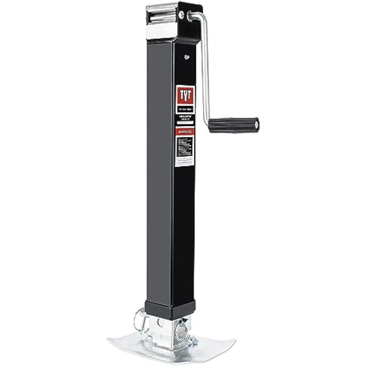 TYT 8000lbs Square Direct Weld Heavy Duty Trailer Jack, 15 Inches Lift Side Wind Square Jack, with 13 Inches Adjustable Drop Leg for Camping Trailer, Boat Trailers, RV Trailers, Black