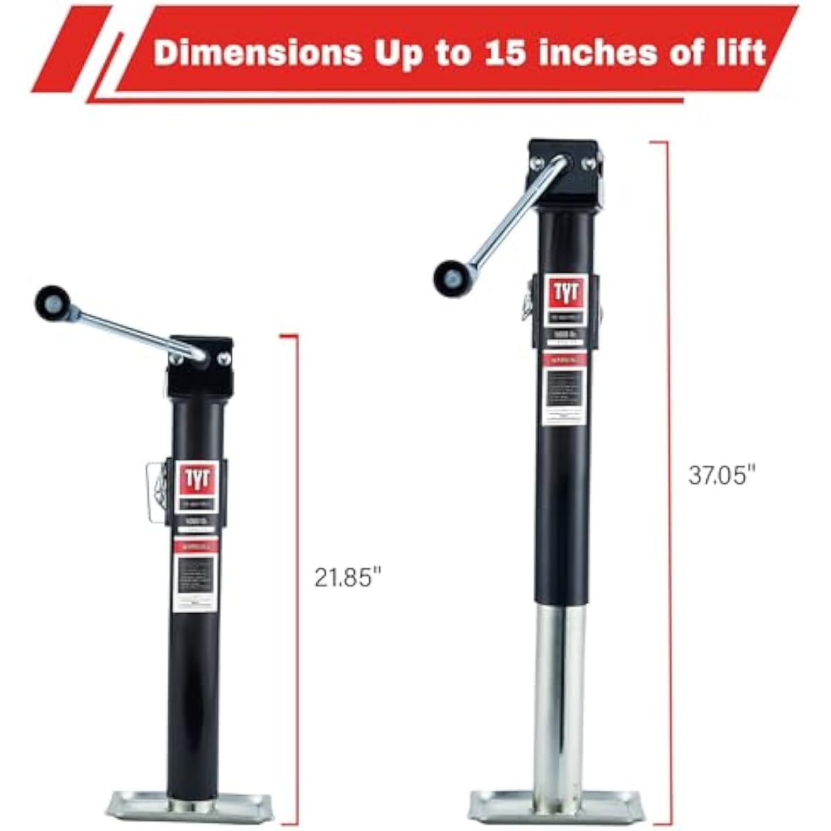 TYT 5000lbs Weld On Pipe Mount Swivel Trailer Jack, 15" Vertical Travel Trailer Tongue Jack for Boat Trailers, Pop-up Camper, Small Travel Trailers