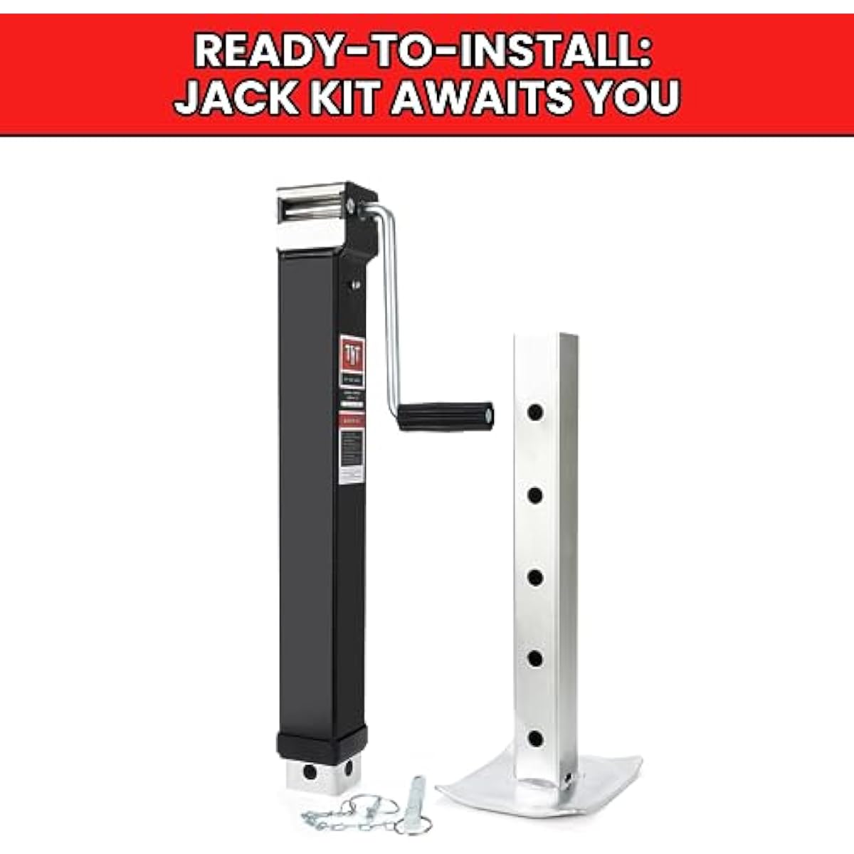 TYT 8000lbs Square Direct Weld Heavy Duty Trailer Jack, 15 Inches Lift Side Wind Square Jack, with 13 Inches Adjustable Drop Leg for Camping Trailer, Boat Trailers, RV Trailers, Black