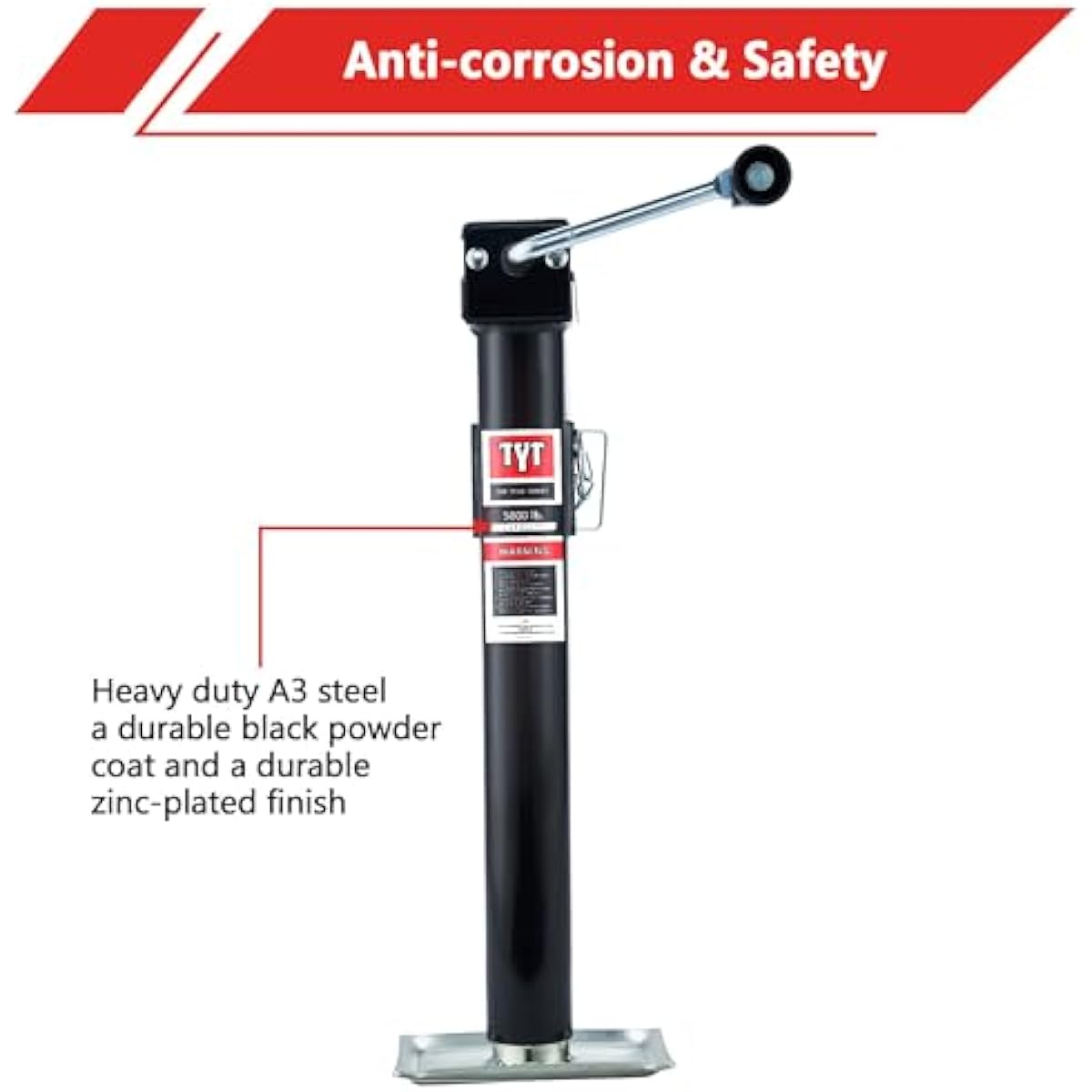 TYT 5000lbs Weld On Pipe Mount Swivel Trailer Jack, 15" Vertical Travel Trailer Tongue Jack for Boat Trailers, Pop-up Camper, Small Travel Trailers