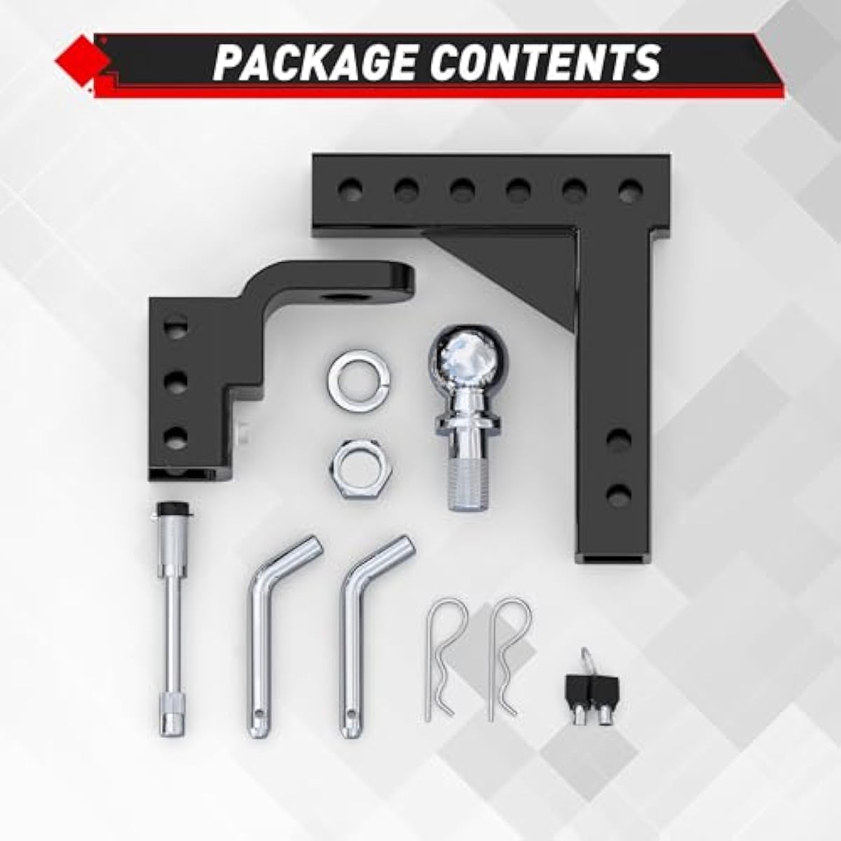 TYT Adjustable Trailer Hitch Ball Mount, 2" Towing Ball 7500 LBS, 9-1/2" Drop and 8-1/4" Rise, Fits 2-in Receiver with 2 Pin&Clips and 5/8" Premium Pin Lock for Heavy Duty Truck