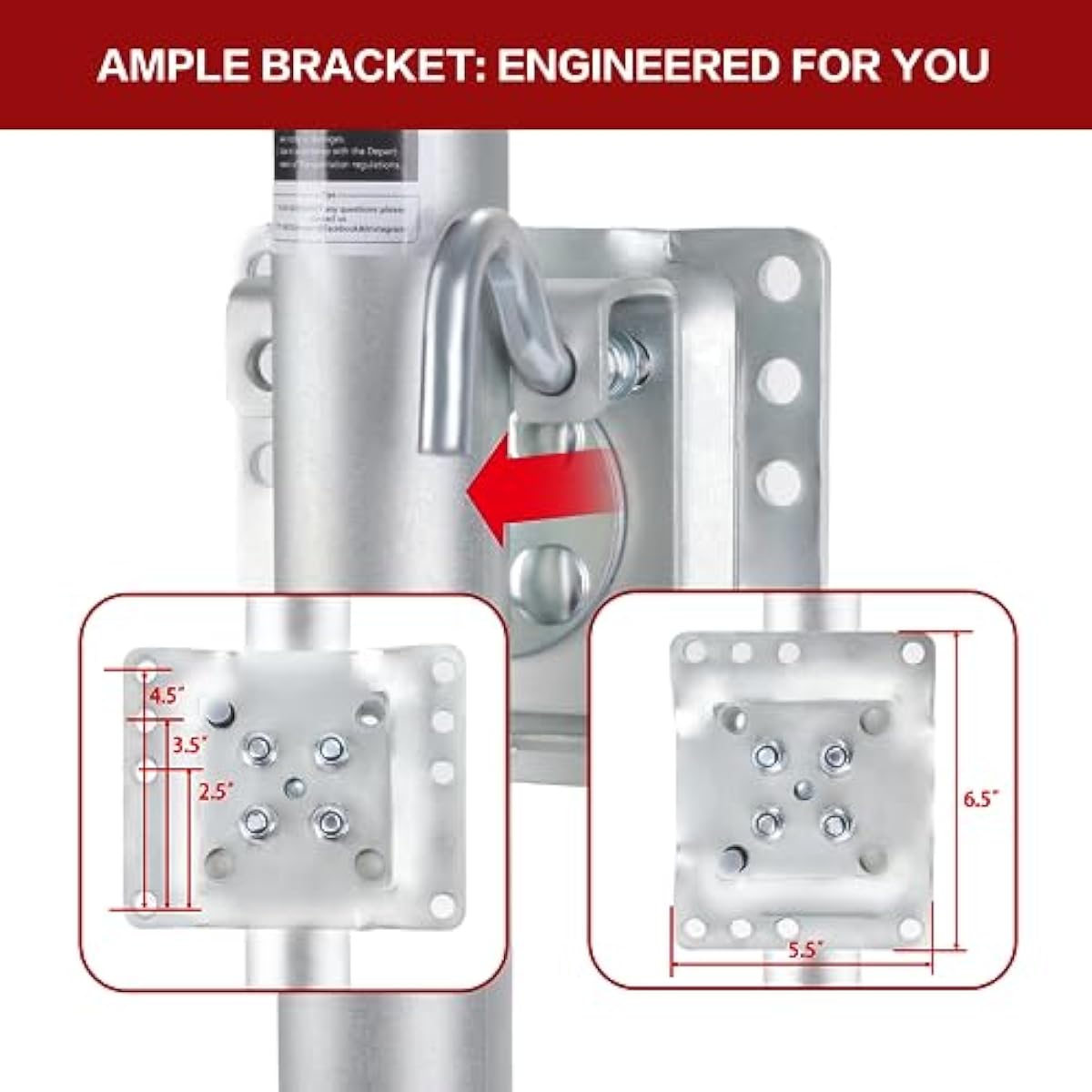 TYT 2000lbs Swivel Boat Trailer Jack with 6-Inch Dual Wheels, 12 inches Lift, RV Trailer Jack is in Zinc-Plated Finish,for Boat,RV,Camper and More