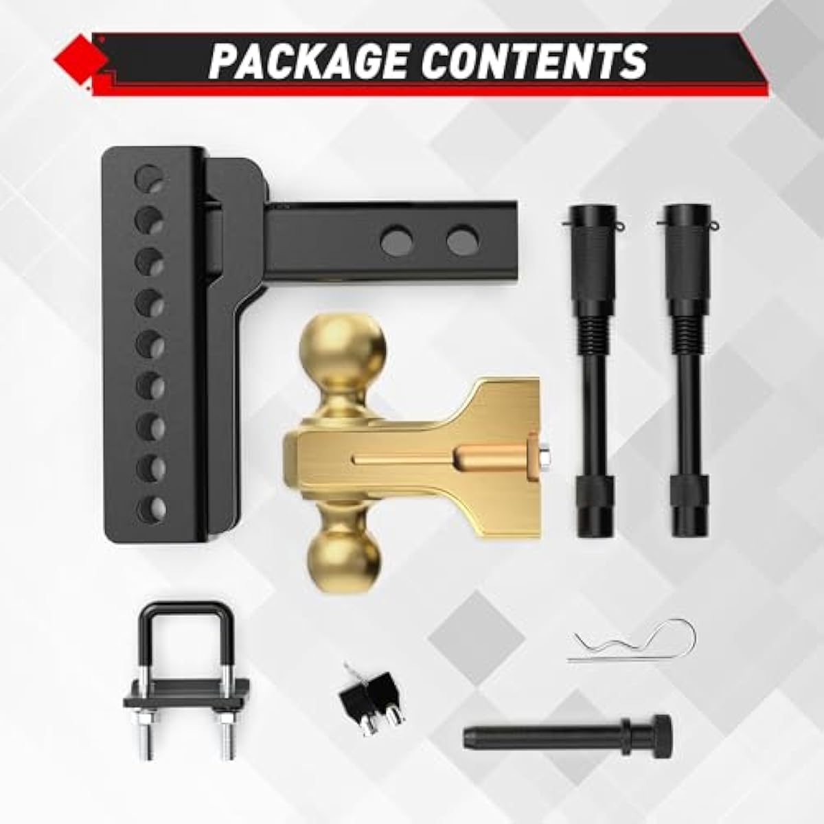 TYT Adjustable Truck Trailer Hitch for (2 inch |2.5 inch) Receiver, 6" Drop/Rise Tow Hitch with Dual Balls (2" & 2-5/16"), 14,000 lbs GTW, 1,400 lbs TW, Includes Two Pin Locks & Hitch Tightener