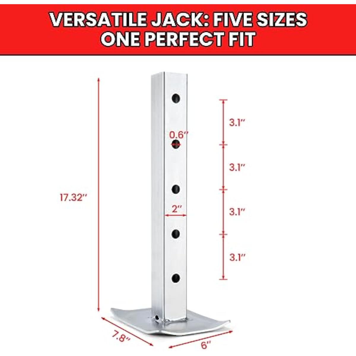 TYT 8000lbs Square Direct Weld Heavy Duty Trailer Jack, 15 Inches Lift Side Wind Square Jack, with 13 Inches Adjustable Drop Leg for Camping Trailer, Boat Trailers, RV Trailers, Black