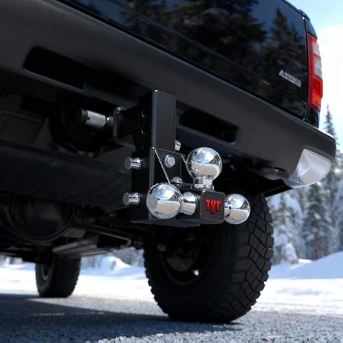 TYT Adjustable Tri-Ball Trailer Hitch for 2 inch Receiver, 5" Drop/Rise, Triple Balls (1-7/8", 2", 2-5/16"), 10,000 lbs GTW, 1,000 lbs TW, Includes Hitch Pin Lock & Tri Pins