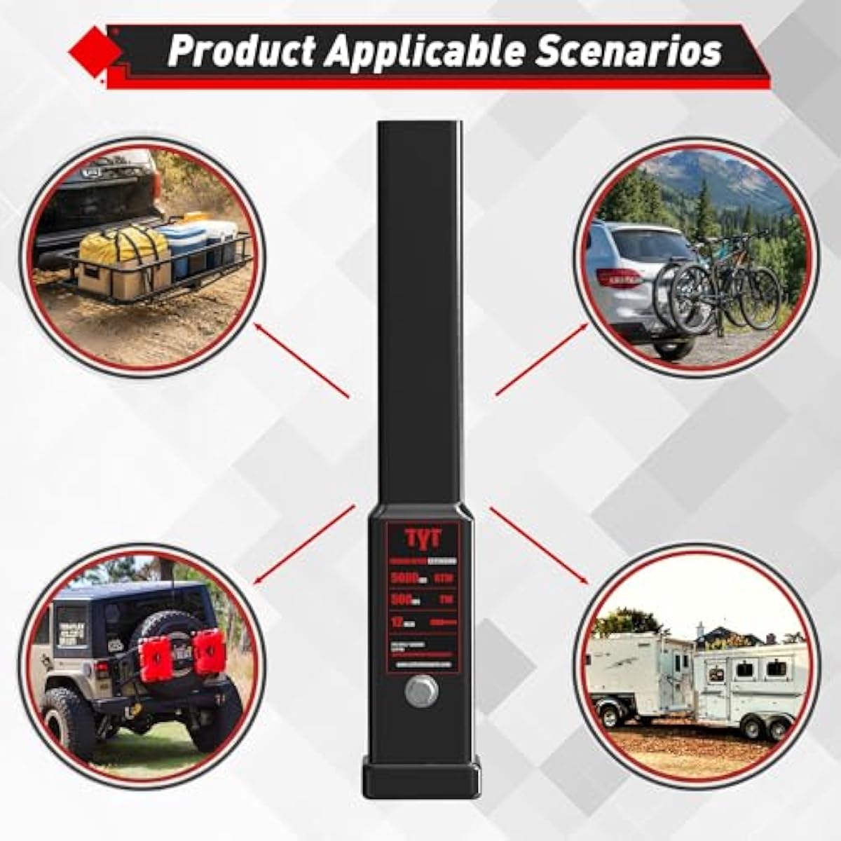 TYT 12" Trailer Hitch Extension for 2 inch Receiver Tube Extender，Includes 2 Sets of 5/8" Premium Hitch Pin, 5000 lbs GTW / 500 lbs TW