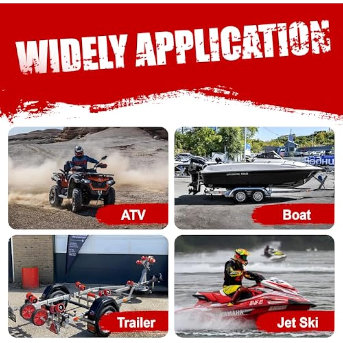 TYT 600LB Boat Trailer Winch with Red Nylon Strap, Anti-Slip Handle Crank Gear Hand Winch, Portable Two-Way Ratchet Forward & Backward Manual Rope Ratio 3.2:1 Winch for ATV Jet Ski Trailer Small Winch