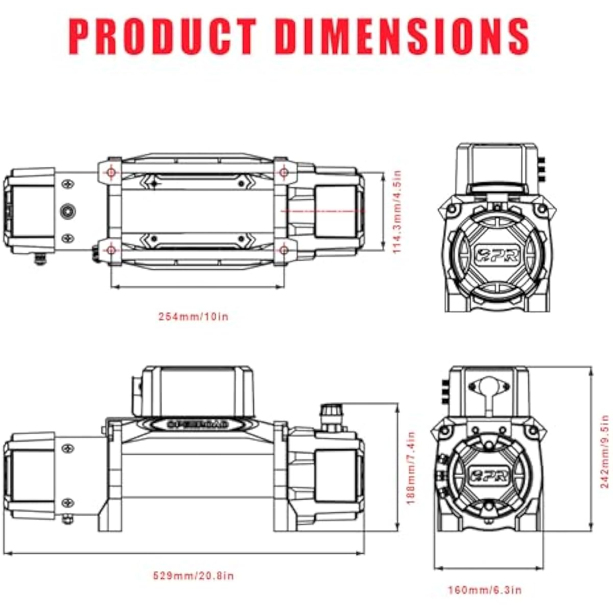 OPENROAD (10000lb|12000lb|13500lb)  Recovery Winch with Synthetic Rope and 2 Wireless Remotes - IP68 Waterproof 12V Electric Winch for Jeep, SUV, Truck & Trailer - Panther Series 3S