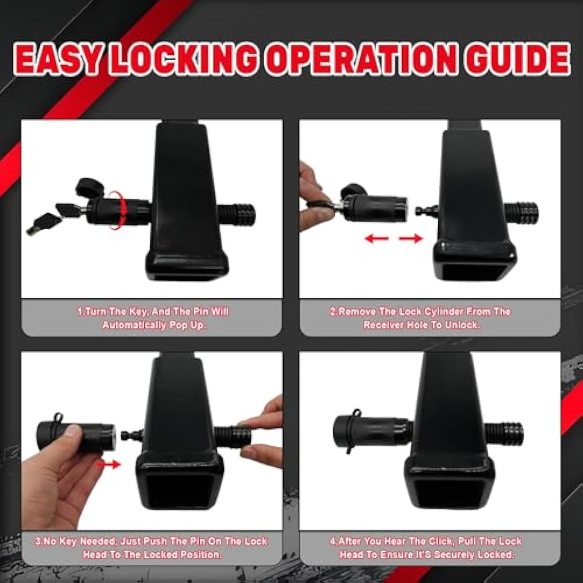 TYT Trailer Hitch Lock–5/8" Dia x 3-1/2"Long Pin,Fits 2-Inch Receiver,Class III/IV Trailers,2 Keys per Lock, Keys Not Shared, Includes 16 O-Rings, Ideal for Tow Trucks, Bikes, Cars & Boats（2 Pack）