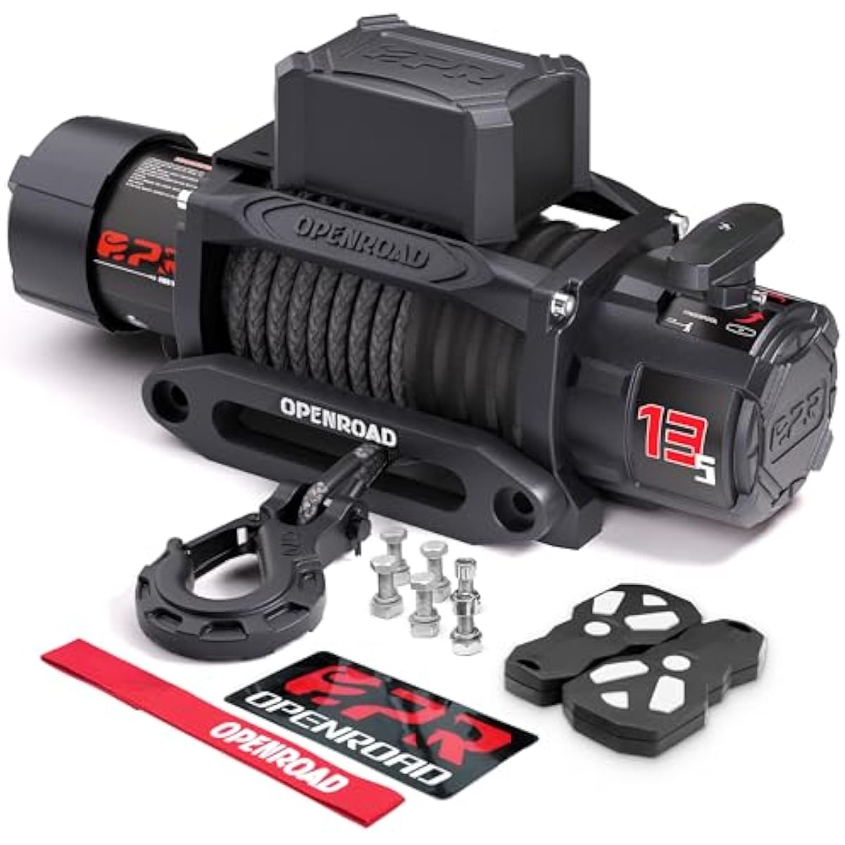 OPENROAD (10000lb|12000lb|13500lb)  Recovery Winch with Synthetic Rope and 2 Wireless Remotes - IP68 Waterproof 12V Electric Winch for Jeep, SUV, Truck & Trailer - Panther Series 3S