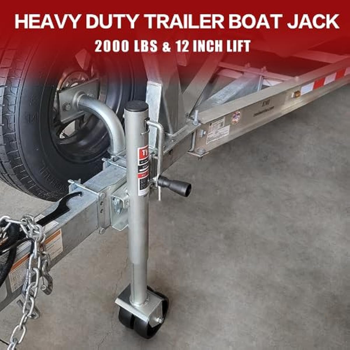 TYT 2000lbs Swivel Boat Trailer Jack with 6-Inch Dual Wheels, 12 inches Lift, RV Trailer Jack is in Zinc-Plated Finish,for Boat,RV,Camper and More