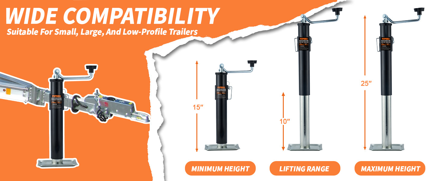 5000 lb Weld-on Pipe Swivel Trailer Jack, 10