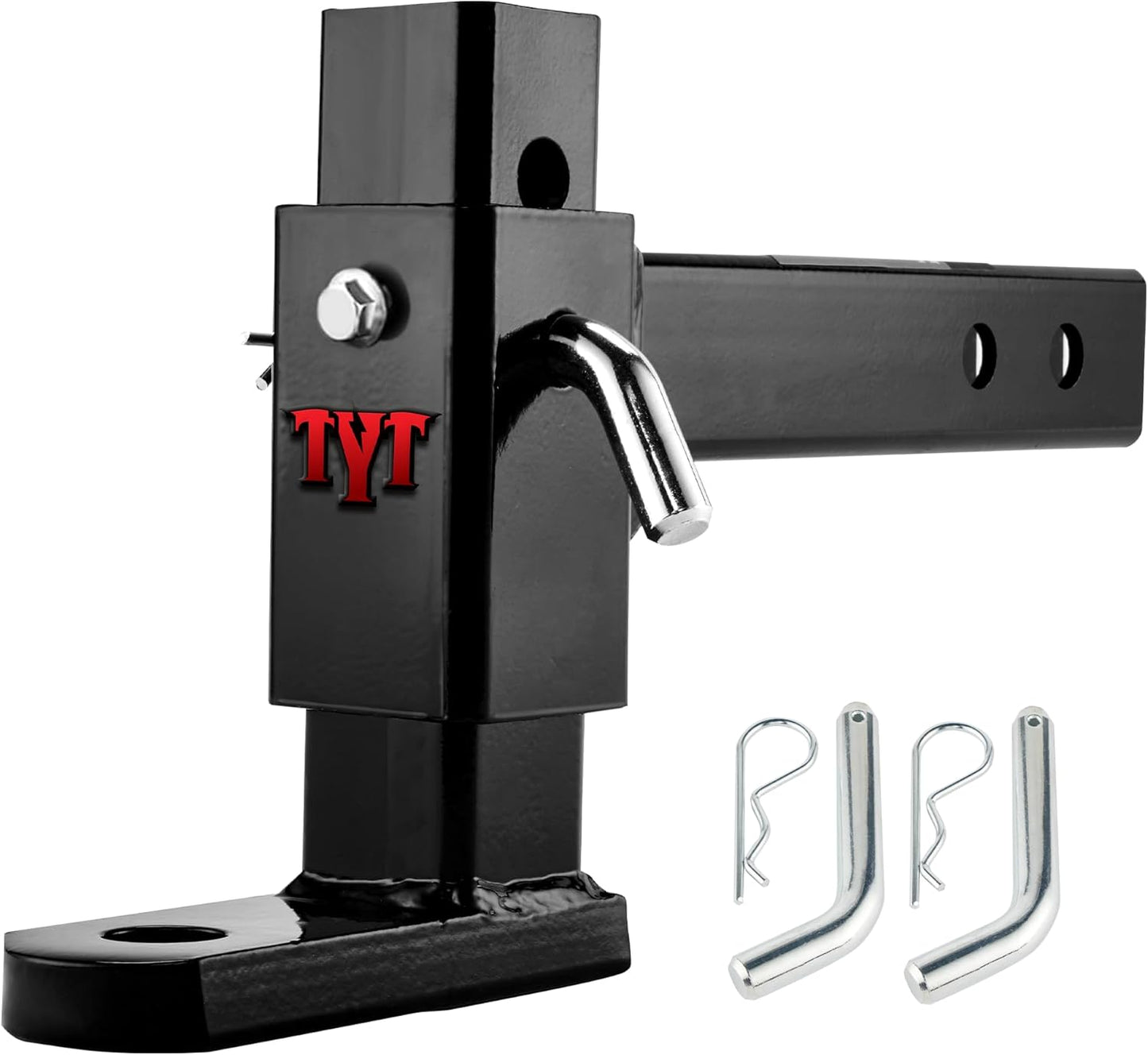 TYT Adjustable Truck Trailer Hitch for 2 inch Receiver, 6" Drop/Rise Tow Hitch with Dual Balls (2" & 2-5/16"), 22,000 lbs GTW, 2,200 lbs TW, Includes Two Pin Locks & Hitch Tightener