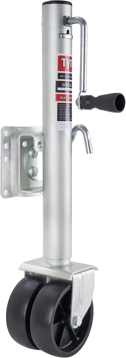 TYT 2000lbs Swivel Boat Trailer Jack with 6-Inch Dual Wheels, 12 inches Lift, RV Trailer Jack is in Zinc-Plated Finish,for Boat,RV,Camper and More