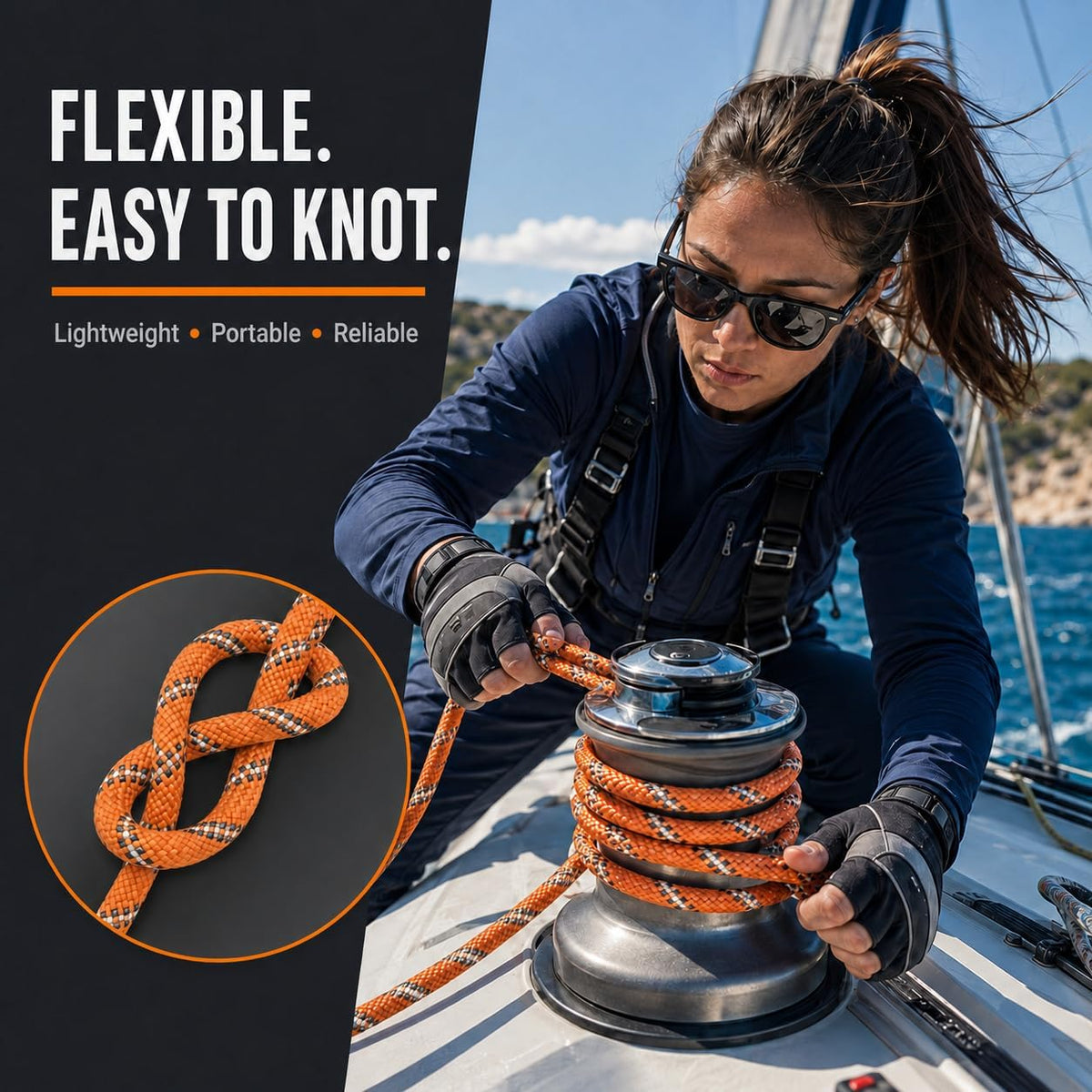 Double Braided Arborist Rigging Rope - 1/2 in X 100 ft 48 Strands Rappelling Outdoor Pulling Heavy Duty Polyester Bull Rope for Swing Tree Work Camping Rescue Hiking Logging - Orange