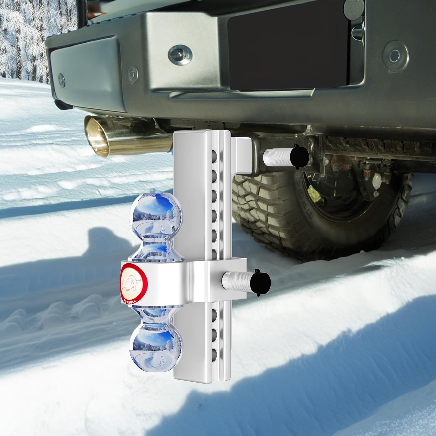 Adjustable Trailer Hitch, Fits 2-Inch Receiver,  Heavy Duty Aluminum Drop Hitch,12,500 LBS GTW-Tow Hitch for Truck Jeep Trailer with Double Stainless Steel Locks, Not Loose