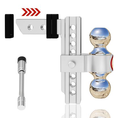 Adjustable Trailer Hitch, Fits 2-Inch Receiver,  Heavy Duty Aluminum Drop Hitch,12,500 LBS GTW-Tow Hitch for Truck Jeep Trailer with Double Stainless Steel Locks, Not Loose