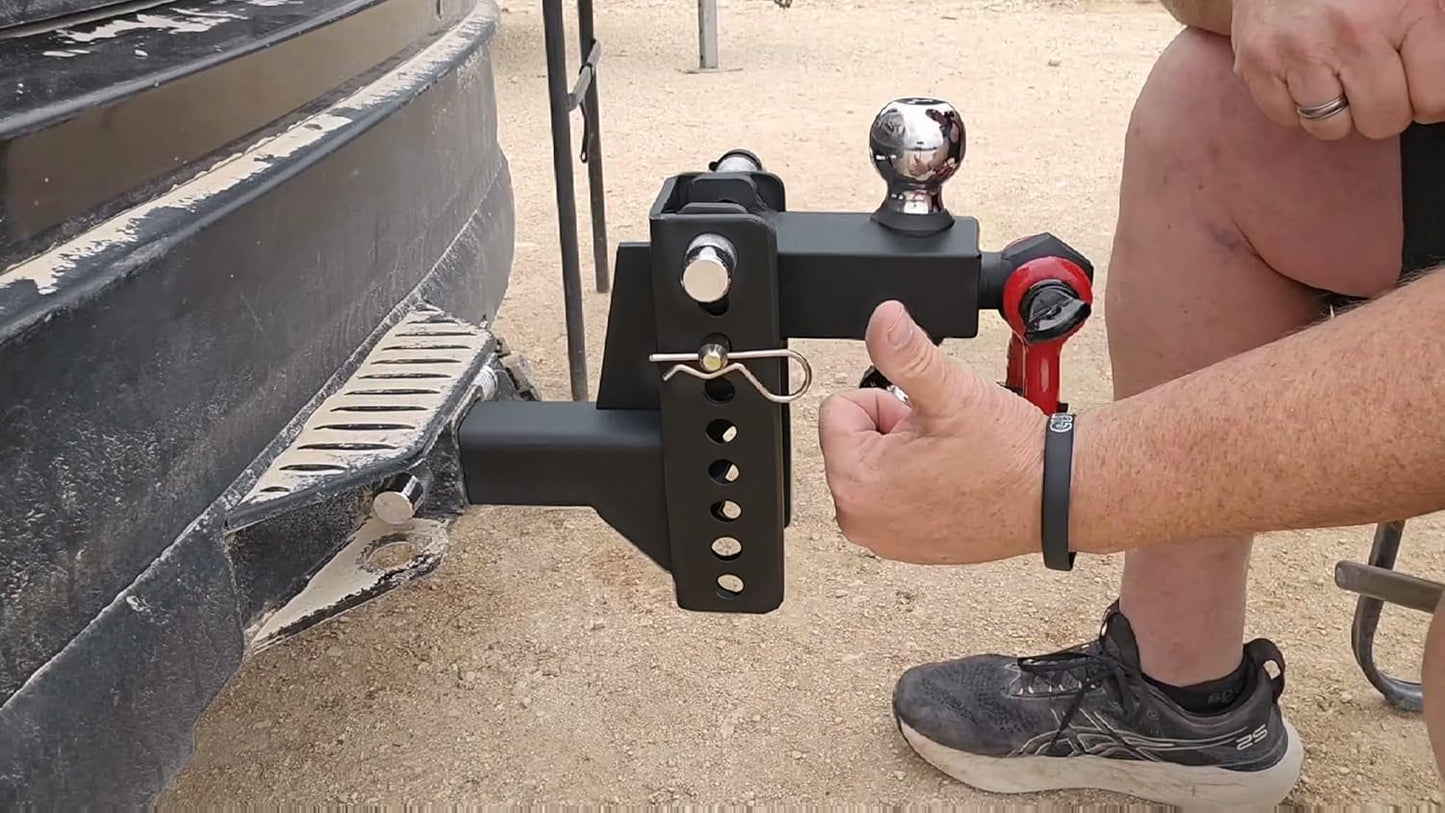 TYT Adjustable Trailer Hitch Ball Mount with Lock&Pin&Rotatable Tow Shackle, Fits 2-in Receiver, 2-in, 2-5/16-in Hitch Ball