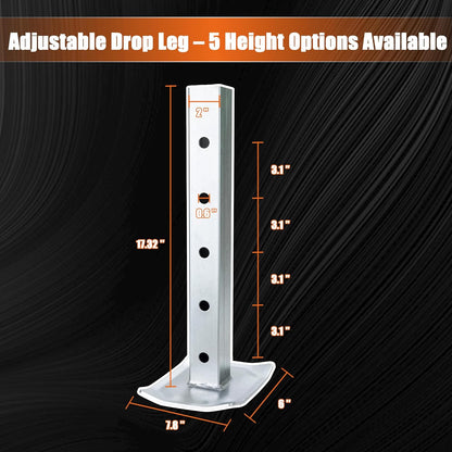 8000lbs Heavy Duty Trailer Jack, 30" Lift Swivel Bolt-on Trailer Jack with Adjustable Drop Leg for RVs, Utility Trailers, and Yachts