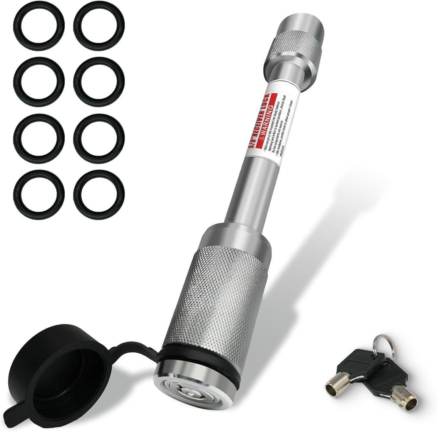 TYT Trailer Hitch Lock–5/8" Dia x 3-1/2"Long Pin,Fits 2-Inch Receiver,Class III/IV Trailers,2 Keys per Lock, Keys Not Shared, Includes 16 O-Rings, Ideal for Tow Trucks, Bikes, Cars & Boats（2 Pack）