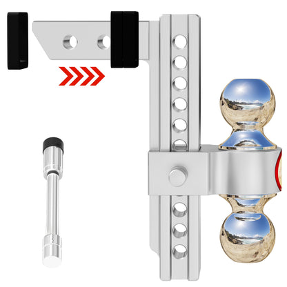 Adjustable Trailer Hitch, Fits 2-Inch Receiver,  Heavy Duty Aluminum Drop Hitch,12,500 LBS GTW-Tow Hitch for Truck Jeep Trailer with Double Stainless Steel Locks, Not Loose