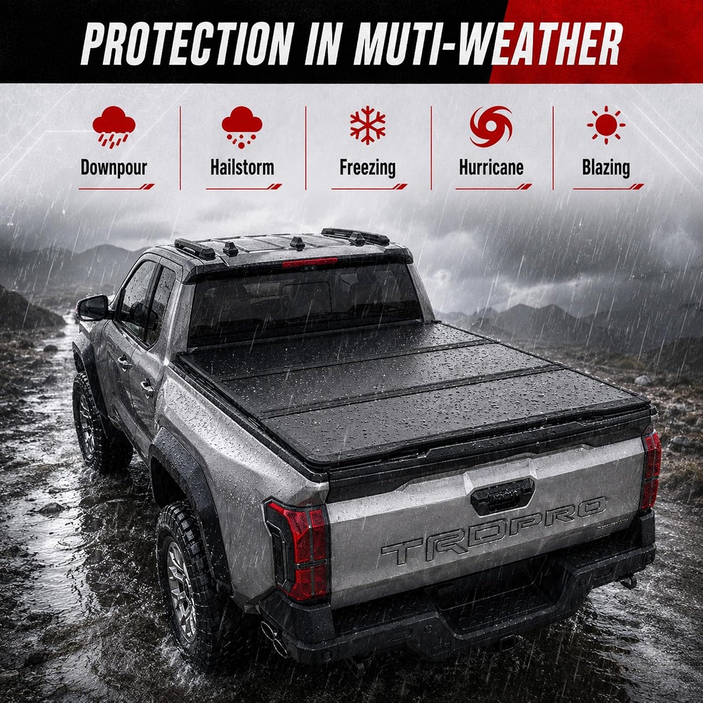 OPENROAD Hard Folding Truck Bed Tonneau Cover Compatible with Toyota Tacoma (2024-2026)-5ft(60") Bed, Aluminum Tri Fold Pickup Bed Cover, Easy Installation, Weather Resistant, Waterproof