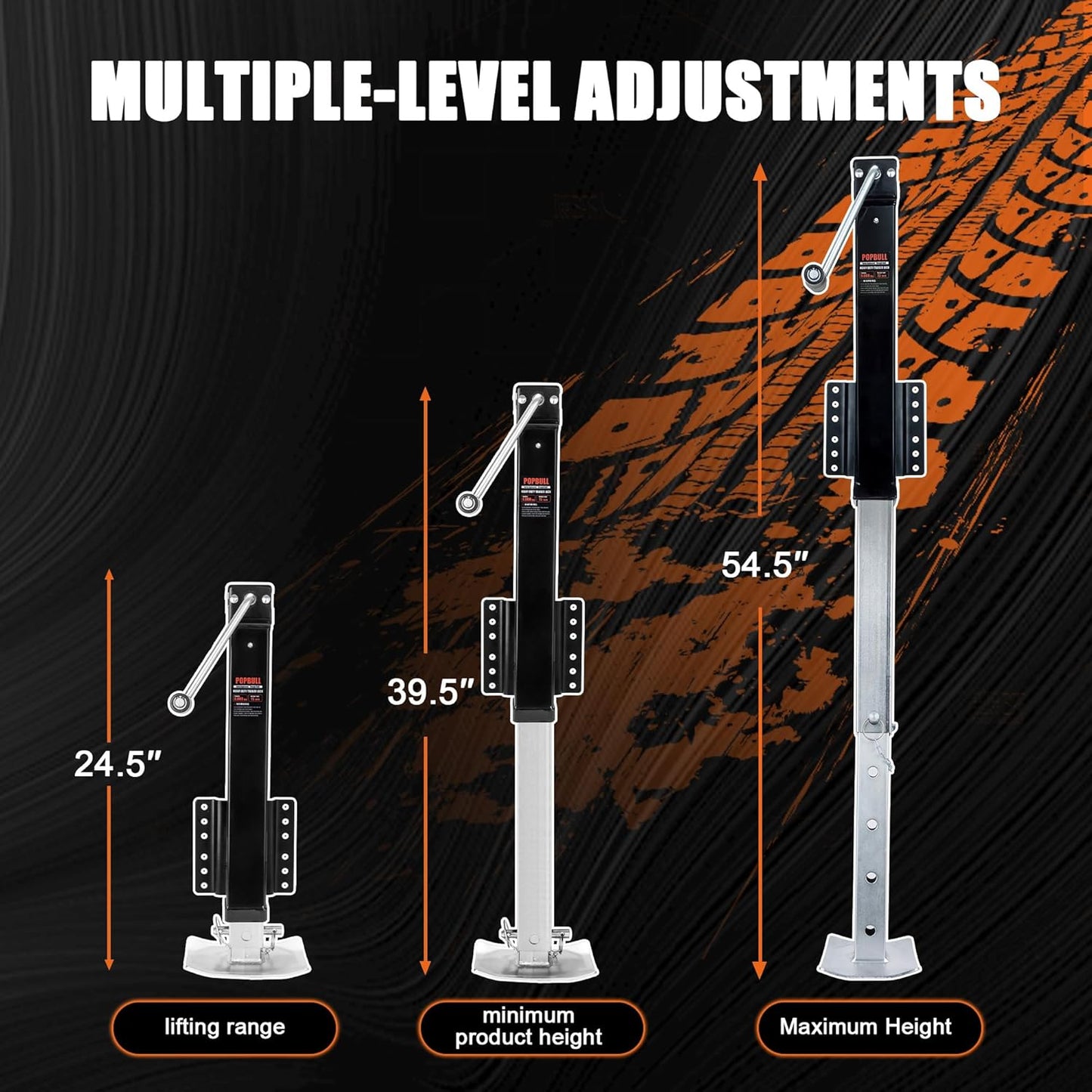 8000lbs Heavy Duty Trailer Jack, 30" Lift Swivel Bolt-on Trailer Jack with Adjustable Drop Leg for RVs, Utility Trailers, and Yachts