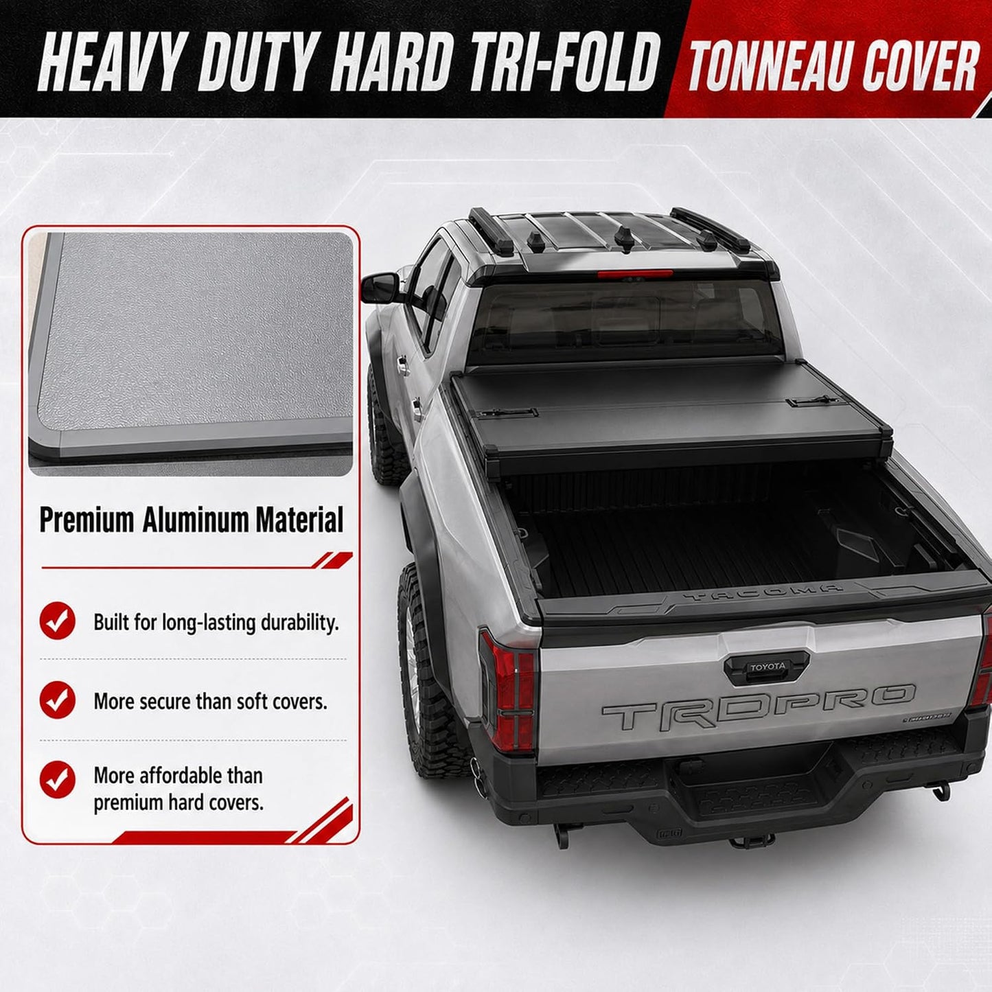 OPENROAD Hard Folding Truck Bed Tonneau Cover Compatible with Toyota Tacoma (2024-2026)-5ft(60") Bed, Aluminum Tri Fold Pickup Bed Cover, Easy Installation, Weather Resistant, Waterproof