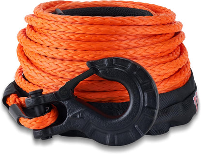 TYT Off-Road Winch Rope Kit - 3/16''x50', 8500 Lbs Green Synthetic Cable with Protective Sheath, Heavy-Duty Hook, Safety Pull Strap & Rubber Stopper Ideal for 4WD ATV UTV Vehicles, (JPS31650G)