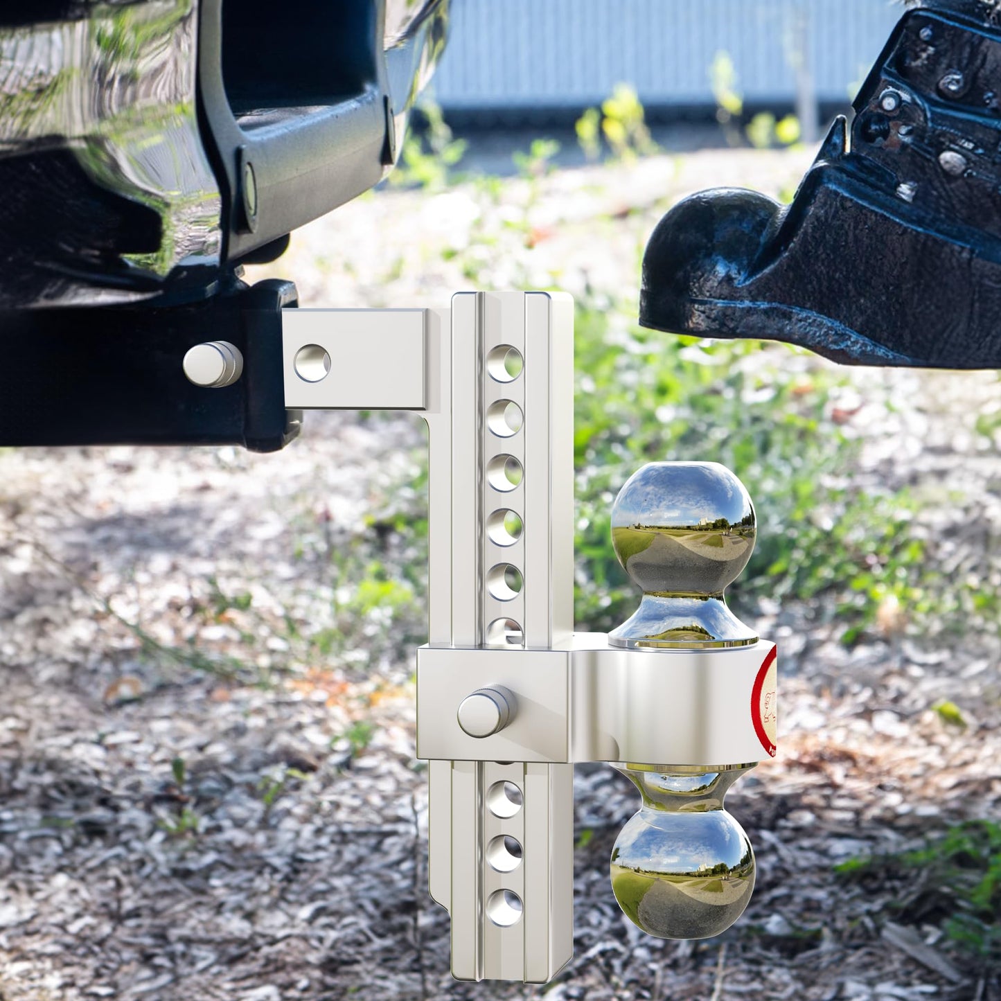 Adjustable Trailer Hitch, Fits 2-Inch Receiver,  Heavy Duty Aluminum Drop Hitch,12,500 LBS GTW-Tow Hitch for Truck Jeep Trailer with Double Stainless Steel Locks, Not Loose