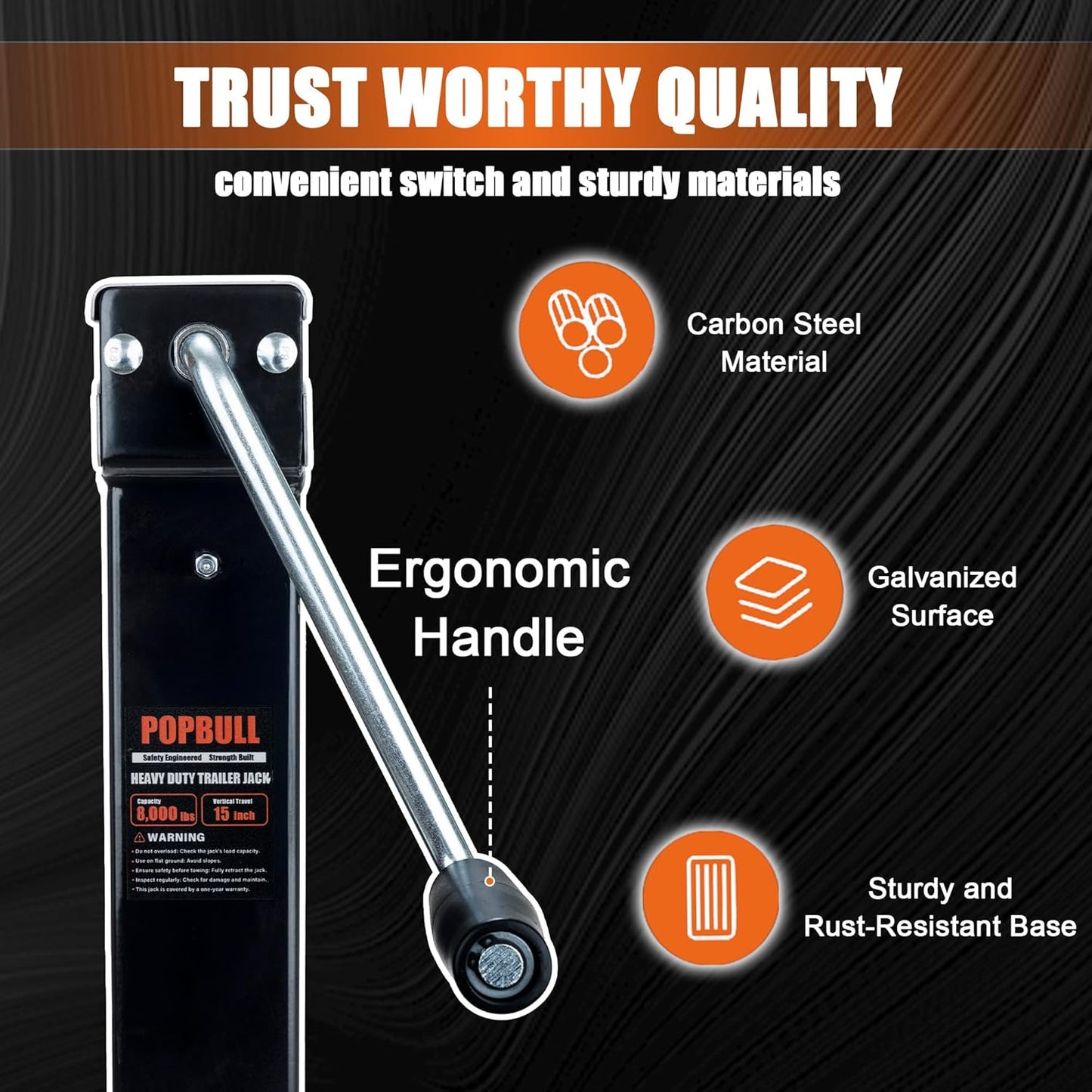 8000lbs Heavy Duty Trailer Jack, 30" Lift Swivel Bolt-on Trailer Jack with Adjustable Drop Leg for RVs, Utility Trailers, and Yachts