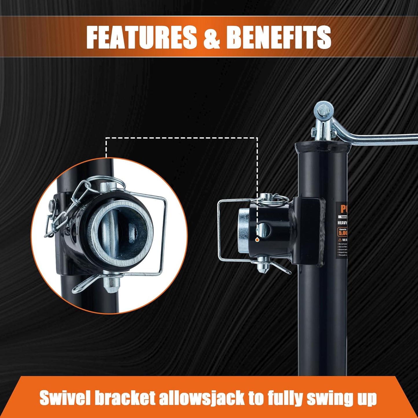 5000 lb Weld-on Pipe Swivel Trailer Jack, 10" Lift Trailer Jack with Footplate, Suitable for RVs, Boats, Multi-Purpose Trailers, and Camping Trailers