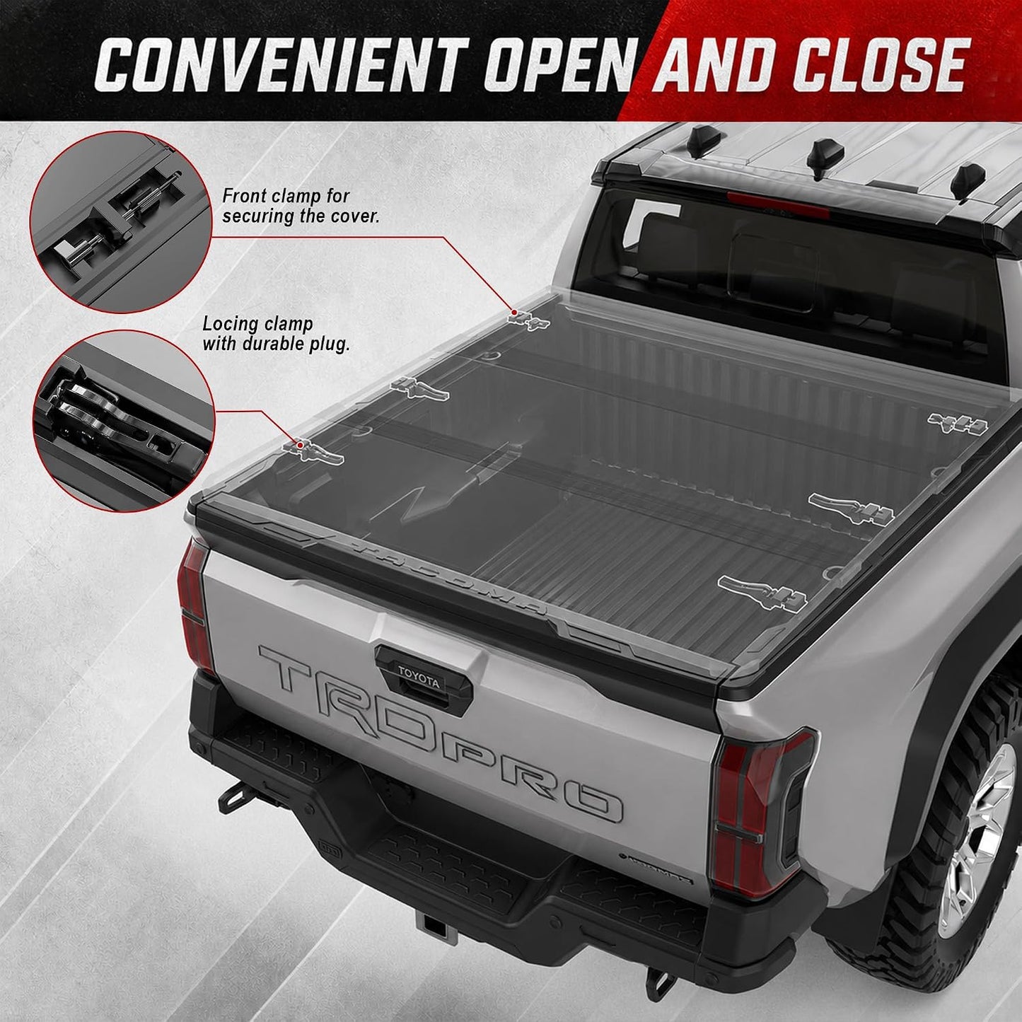 OPENROAD Hard Folding Truck Bed Tonneau Cover Compatible with Toyota Tacoma (2024-2026)-5ft(60") Bed, Aluminum Tri Fold Pickup Bed Cover, Easy Installation, Weather Resistant, Waterproof
