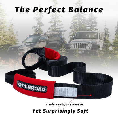 OPENROAD 3" x30ft Recovery Tow Strap – 30,000LB Break Strength Heavy-Duty Towing Strap for Trucks, Jeep & UTV – 30ft Extra-Length Off-Road Recovery Rope with Compact Storage Bag