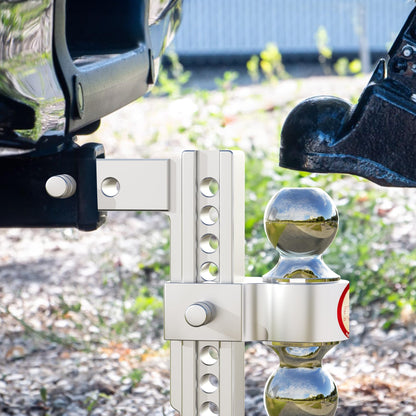 Adjustable Trailer Hitch, Fits 2-Inch Receiver,  Heavy Duty Aluminum Drop Hitch,12,500 LBS GTW-Tow Hitch for Truck Jeep Trailer with Double Stainless Steel Locks, Not Loose