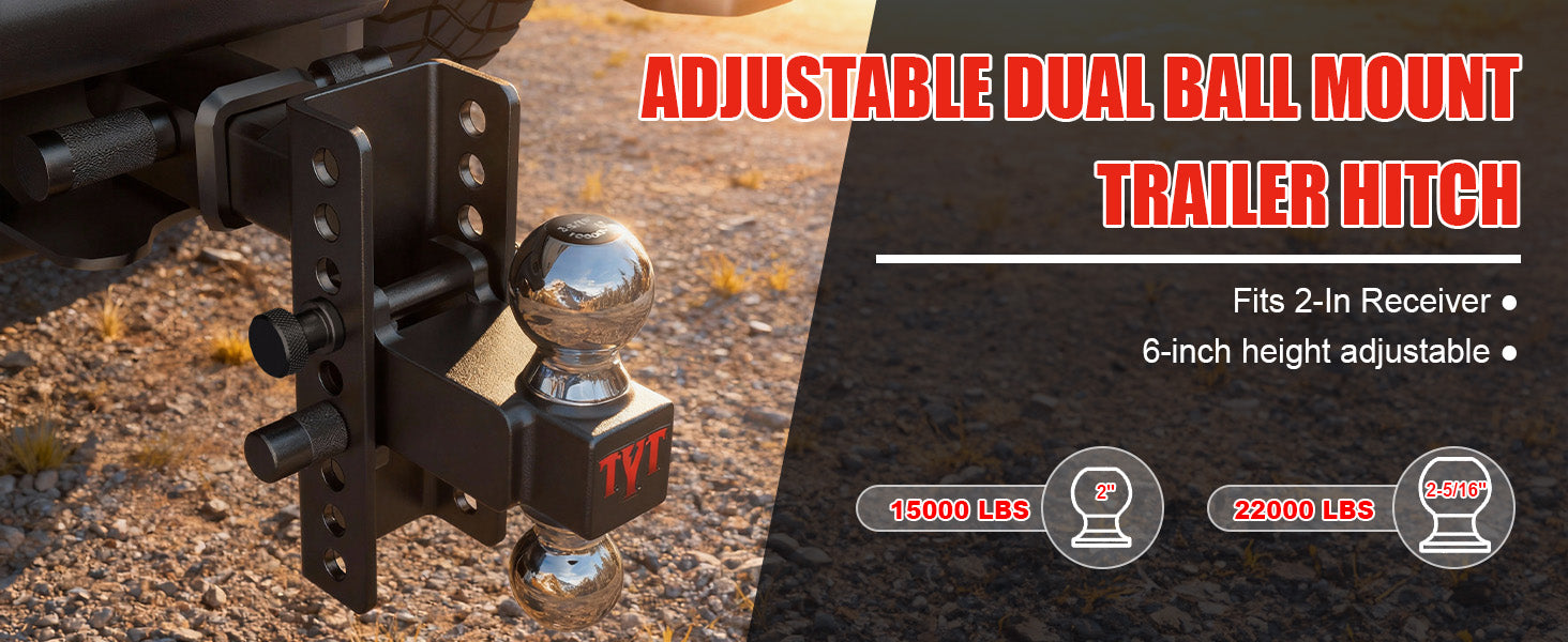 TYT Adjustable Truck Trailer Hitch for 2 inch Receiver, 6