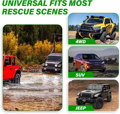 TYT Off-Road Winch Rope Kit - 3/16''x50', 8500 Lbs Green Synthetic Cable with Protective Sheath, Heavy-Duty Hook, Safety Pull Strap & Rubber Stopper Ideal for 4WD ATV UTV Vehicles, (JPS31650G)